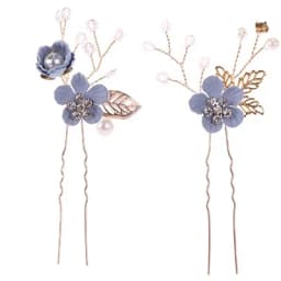Pink/Blue Flower Bridal Hair Comb and Hairpins Pearl Wedding Hair Accessories Flower Head Piece For Women Ladies Hair Jewelry