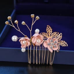 Pink/Blue Flower Bridal Hair Comb and Hairpins Pearl Wedding Hair Accessories Flower Head Piece For Women Ladies Hair Jewelry