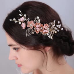 Pink/Blue Flower Bridal Hair Comb and Hairpins Pearl Wedding Hair Accessories Flower Head Piece For Women Ladies Hair Jewelry