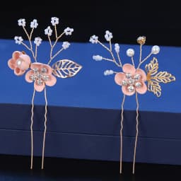 Pink/Blue Flower Bridal Hair Comb and Hairpins Pearl Wedding Hair Accessories Flower Head Piece For Women Ladies Hair Jewelry