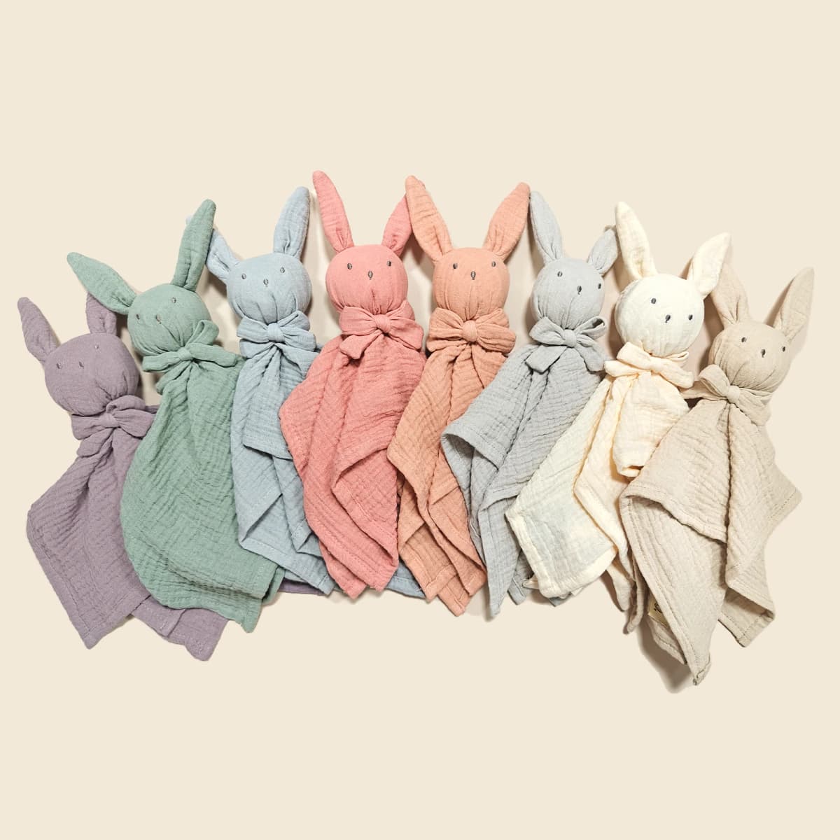 Baby Rabbit Square Comforter Towel Elegant Bow Decor Rabbit Square Blanket For Kids Cute Embroidery Infant Saliva Towel