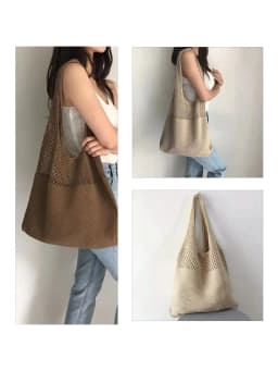 Large Capacity Retro Hollow Crochet Bag - Spacious Interior with Ample Room for Daily Essentials, Ideal for Grocery Shopping, Tr