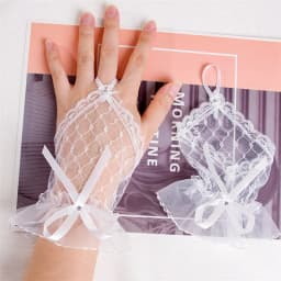 Women Lace Fingerless Gloves Solid Color White Black Red Bride Party Gloves Lady See Through Short Gloves Female Elegant Glove