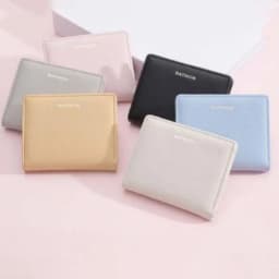 PU Leather Short Wallet Women's Fashion Solid Color Large Capacity Handbag Foldable Thin Card Holder Coin Purses Mini Clutch