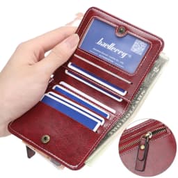 PU Leather Short Wallet Women's Fashion Solid Color Large Capacity Handbag Foldable Thin Card Holder Coin Purses Mini Clutch
