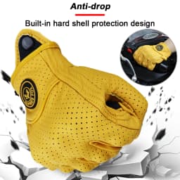 Vinatge Goatskin Motorcycle Gloves Summer Men Yellow Retro Leather Motorcyclist Guantes Motorbike Motocross Glove M-XXL