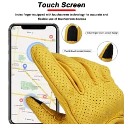 Vinatge Goatskin Motorcycle Gloves Summer Men Yellow Retro Leather Motorcyclist Guantes Motorbike Motocross Glove M-XXL