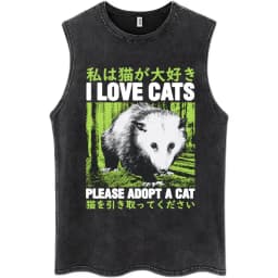 Nothing To Lose Japanese Rat Print Wash Tank Tops Men Women Hip Hop Harajuku Sleeveless T Shirts Loose Casual Cotton Streetwear