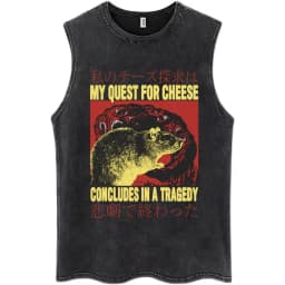 Nothing To Lose Japanese Rat Print Wash Tank Tops Men Women Hip Hop Harajuku Sleeveless T Shirts Loose Casual Cotton Streetwear