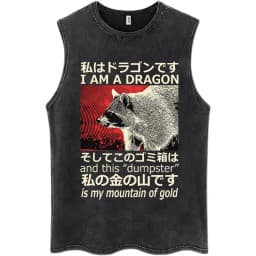 Nothing To Lose Japanese Rat Print Wash Tank Tops Men Women Hip Hop Harajuku Sleeveless T Shirts Loose Casual Cotton Streetwear