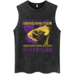 Nothing To Lose Japanese Rat Print Wash Tank Tops Men Women Hip Hop Harajuku Sleeveless T Shirts Loose Casual Cotton Streetwear