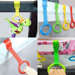 Baby Crib Pull up Rings Baby Walking Exercises Assistant Cot Hanging Rings Baby Bed Stand Up Rings for Playpen Play Gym