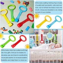 Baby Crib Pull up Rings Baby Walking Exercises Assistant Cot Hanging Rings Baby Bed Stand Up Rings for Playpen Play Gym