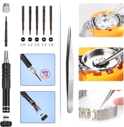 32 pcs Watch Battery Replacement Kit Screwdriver Watch Case Opener Band Replacement Holder Spring Bar Tweezers Tool