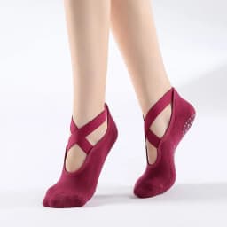 Non-Slip Yoga Socks with Bandage Cotton Backless Pilates Socks for Women Fitness Ballet Dance Workout Sport Socks Slipper