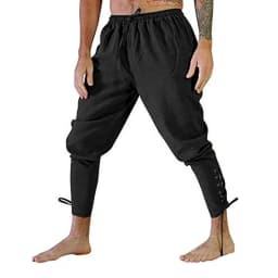Pirate Pant Viking Costume for Men Renaissance Medieval Pants Drawstring Shorts Halloween Costume Adult Cosplay