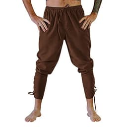 Pirate Pant Viking Costume for Men Renaissance Medieval Pants Drawstring Shorts Halloween Costume Adult Cosplay