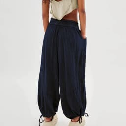 Loose Lantern Pants Women'S Solid Color Drawstring Wide Leg Pants Elastic Waistband Casual Pants Oversized Sports Pants For Wome