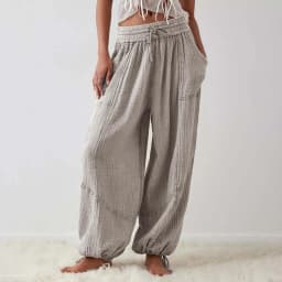 Loose Lantern Pants Women'S Solid Color Drawstring Wide Leg Pants Elastic Waistband Casual Pants Oversized Sports Pants For Wome