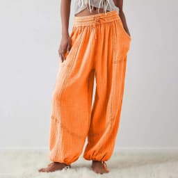 Loose Lantern Pants Women'S Solid Color Drawstring Wide Leg Pants Elastic Waistband Casual Pants Oversized Sports Pants For Wome