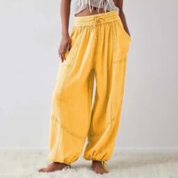 Loose Lantern Pants Women'S Solid Color Drawstring Wide Leg Pants Elastic Waistband Casual Pants Oversized Sports Pants For Wome