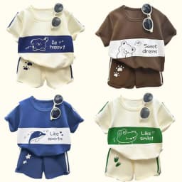 Children's Sets Mother Kids Clothes Boys Girl T-shirt Shorts 2PCS Short Sleeve Baby Children Clothing Toddler Suit Suit Striped