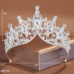 Bridal Headwear Noble Dazzling Silver-Colour Ladies' Crystal Crown Rhinestone Tiara Designed For Wedding Party