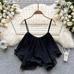 New Summer Spaghetti Straps Ruffle Sleeveless Tanks and Camis Korean Corset Crop Tops Solid Tank Camisoles Women Clothes Y2k