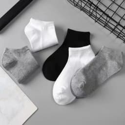 5/10 Pairs Low Cut Men Socks Solid Color Black White Breathable Cotton Socks Male Sport Businessmen Short Socks