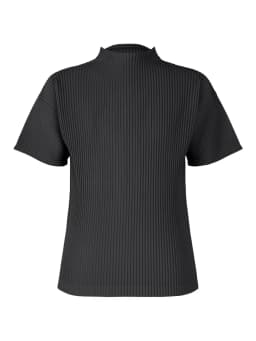 Miyake Pleated Clothes Man Short Sleeve T-Shirt Fashion Black Turtleneck Top