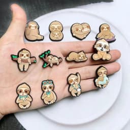 Cute Sloth Shoe Charms Pin for Crocs Accessories Clogs Bubble Slides Sandals PVC Shoe Decorations Party Gifts
