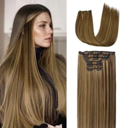 Synthetic 6PCS Clip in Hair Extensions Black Hair Straight Extensions for Women Layered Hair Extensions Heat Resistant Long Wavy