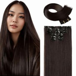 Synthetic 6PCS Clip in Hair Extensions Black Hair Straight Extensions for Women Layered Hair Extensions Heat Resistant Long Wavy