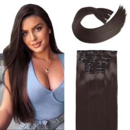 Synthetic 6PCS Clip in Hair Extensions Black Hair Straight Extensions for Women Layered Hair Extensions Heat Resistant Long Wavy
