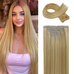 Synthetic 6PCS Clip in Hair Extensions Black Hair Straight Extensions for Women Layered Hair Extensions Heat Resistant Long Wavy