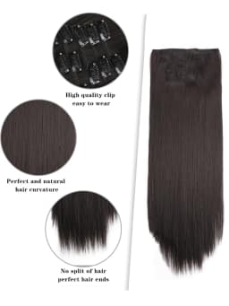 Synthetic 6PCS Clip in Hair Extensions Black Hair Straight Extensions for Women Layered Hair Extensions Heat Resistant Long Wavy