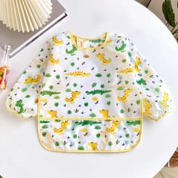 Baby Bibs Cute Colorful Cartoon Waterproof Bib Infant Eating Children Drawing Long Sleeve Apron Self Feeding Baby 0-3 Years