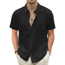 Men's Lightweight Hawaiian Shirts Cotton Linen Breathable Short Sleeve Shirts Vacation Beach Casual Summer Men Tops with Pocket