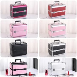 Makeup Train Box With Professional Adjustable 4 Trays Makeup Box Makeup Storage Box With Lock And Compartment