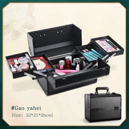 Makeup Train Box With Professional Adjustable 4 Trays Makeup Box Makeup Storage Box With Lock And Compartment