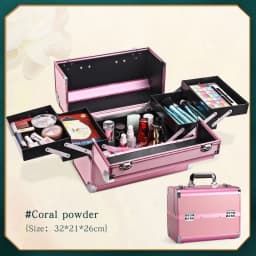 Makeup Train Box With Professional Adjustable 4 Trays Makeup Box Makeup Storage Box With Lock And Compartment