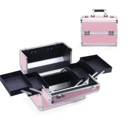 Makeup Train Box With Professional Adjustable 4 Trays Makeup Box Makeup Storage Box With Lock And Compartment