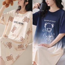 Women's Nightgown Korean Version Girls Homewear Sweet Wind Cute Cartoon Thin Section Loose Pajamas Kawaii Cute Breathable Casual