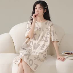 Women's Nightgown Korean Version Girls Homewear Sweet Wind Cute Cartoon Thin Section Loose Pajamas Kawaii Cute Breathable Casual