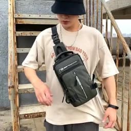 New Chest Bag Men's USB Charging Multi functional Fashion Casual One Shoulder Crossbody Sports Oxford Cloth Backpack