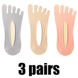 3Pairs Women Toe Socks Breathable Summer Ultra-thin Transparent Sock with Fingers Elastic Invisible Boat Sox Simple Comfortable