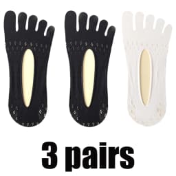 3Pairs Women Toe Socks Breathable Summer Ultra-thin Transparent Sock with Fingers Elastic Invisible Boat Sox Simple Comfortable