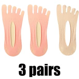 3Pairs Women Toe Socks Breathable Summer Ultra-thin Transparent Sock with Fingers Elastic Invisible Boat Sox Simple Comfortable