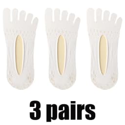 3Pairs Women Toe Socks Breathable Summer Ultra-thin Transparent Sock with Fingers Elastic Invisible Boat Sox Simple Comfortable