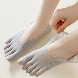 3Pairs Women Toe Socks Breathable Summer Ultra-thin Transparent Sock with Fingers Elastic Invisible Boat Sox Simple Comfortable